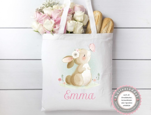 zuckersüßes Babylätzchen Hase Wunschname Name Geschenk Geburt Taufe Mitbringsel Geburtstag Lüttentüddel®